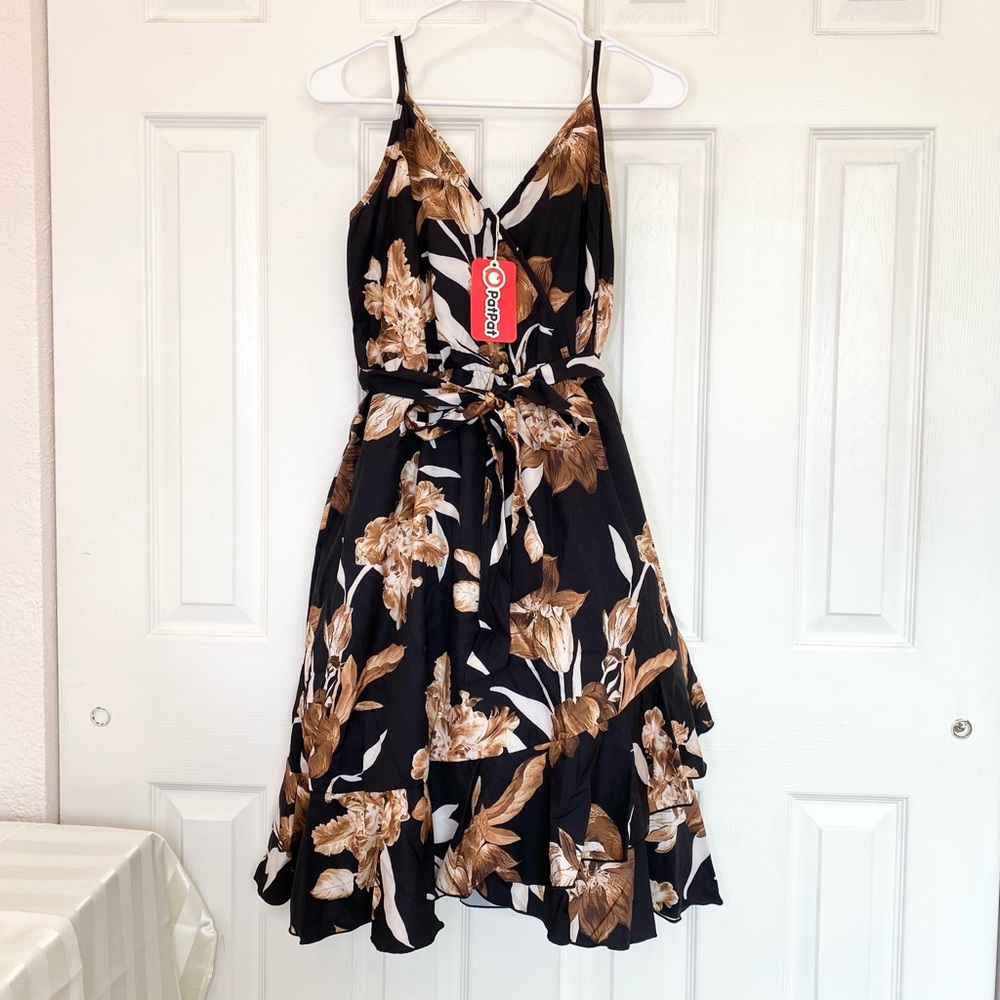 Floral Black and Brown Women's Dress